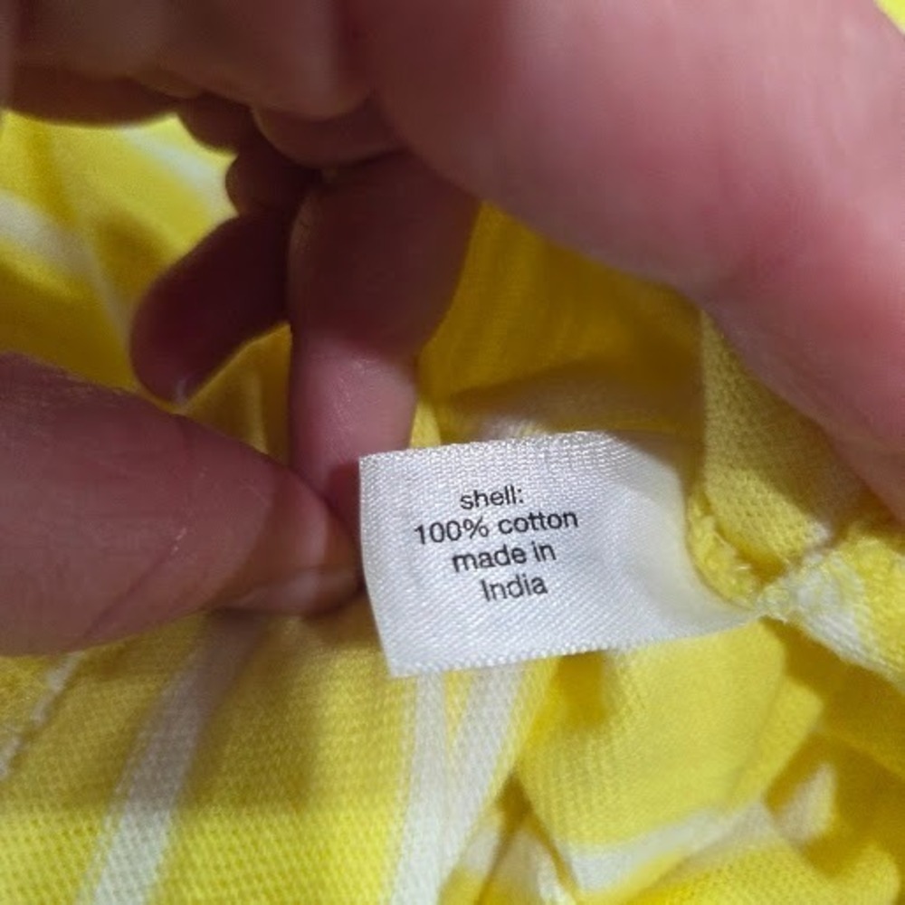 Lane Bryant Dress 26/28 Yellow White Stripe V-Neck Belted T-Shirt Dress Plus NWT - Picture 5 of 11